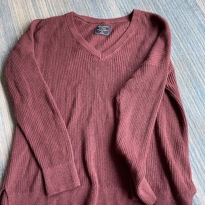 abercrombie & fitch maroon v neck sweater